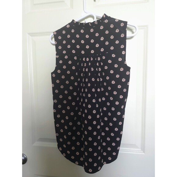 Kate Spade 100% Silk NWT  Pleated Sleeveless Floral Top Blouse Black Pink White - Picture 4 of 6